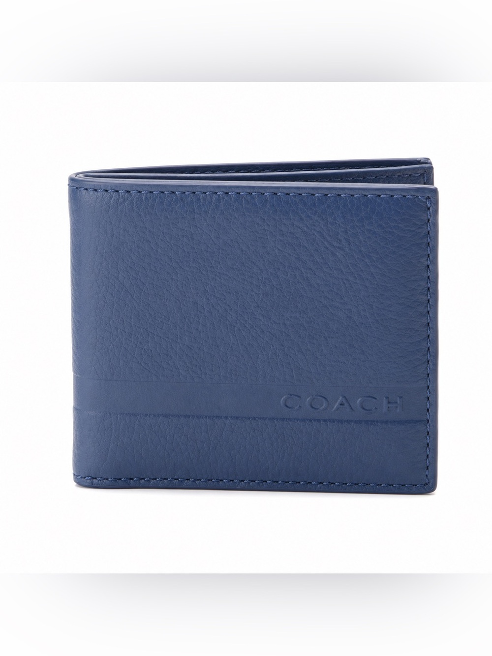 Coach Men's Leather Card Holder Wallet in Deep Blue